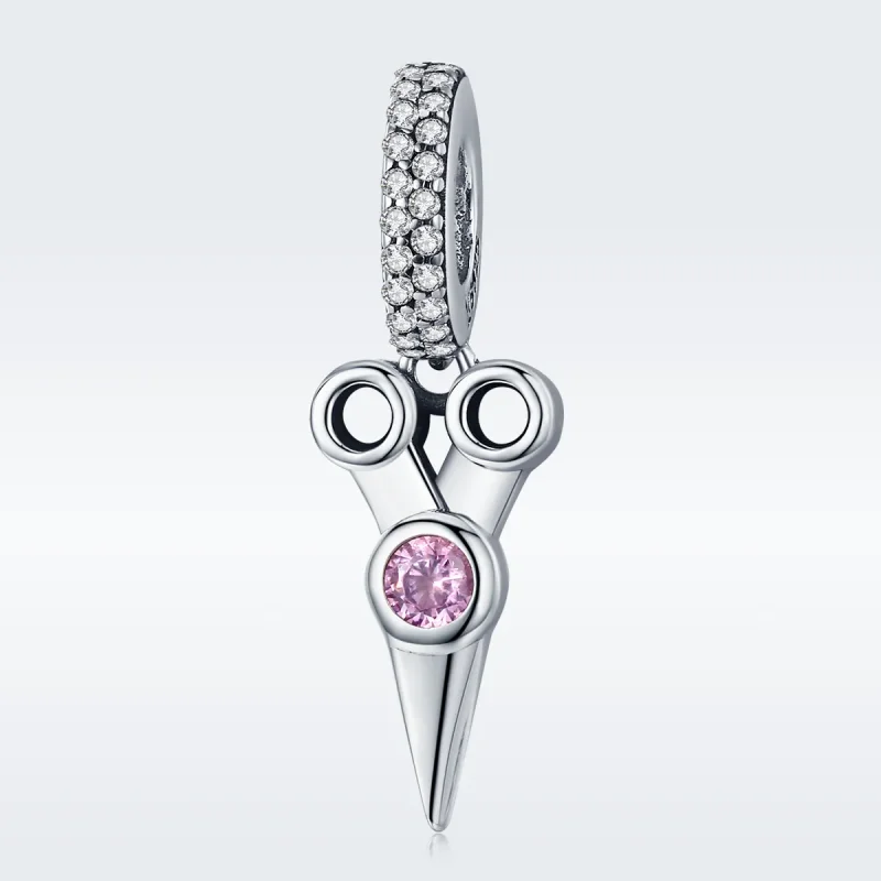 (image for) Pandora Style Silver Bangle Charm, Small Hair Stylist Scissors - SCC656 - View 2