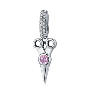 (image for) Pandora Style Silver Bangle Charm, Small Hair Stylist Scissors - SCC656