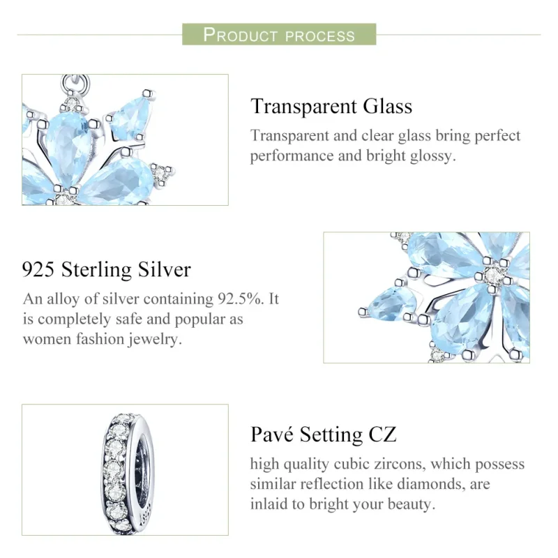 (image for) Pandora Style Silver Bangle Charm, Snowflakes - SCC940 - View 7