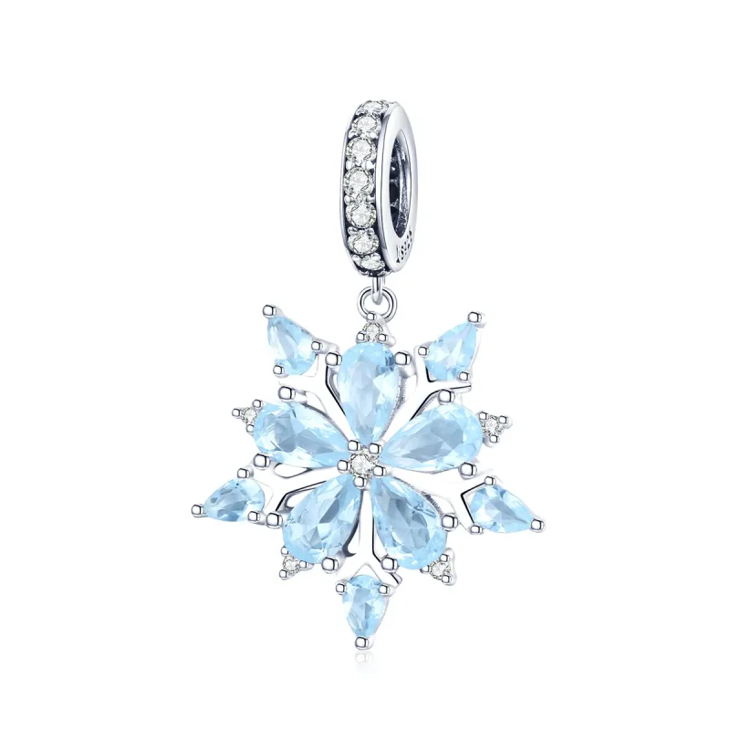 (image for) Pandora Style Silver Bangle Charm, Snowflakes - SCC940 - Product Image