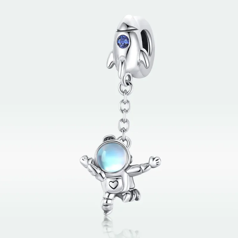 (image for) Pandora Style Silver Bangle Charm, Spaceship & Astronaut - SCC1695 - View 5