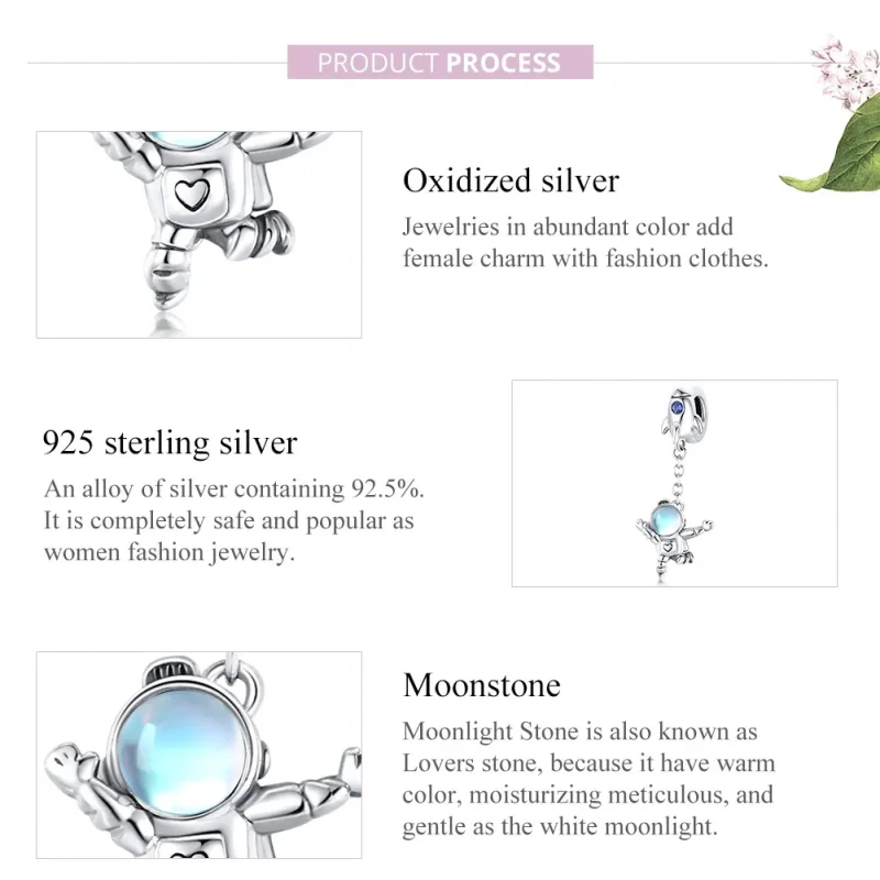 (image for) Pandora Style Silver Bangle Charm, Spaceship & Astronaut - SCC1695 - View 8