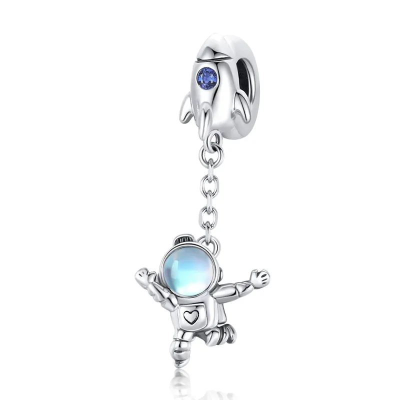 (image for) Pandora Style Silver Bangle Charm, Spaceship & Astronaut - SCC1695 - Product Image