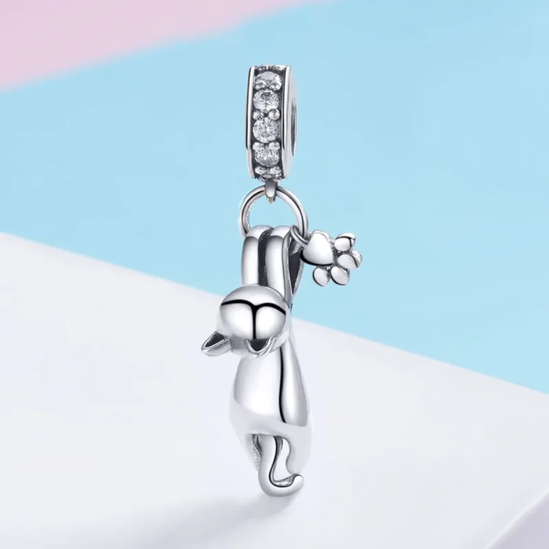 (image for) Pandora Style Silver Bangle Charm, Sticky Cat - SCC930 - View 2