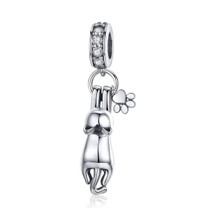 (image for) Pandora Style Silver Bangle Charm, Sticky Cat - SCC930