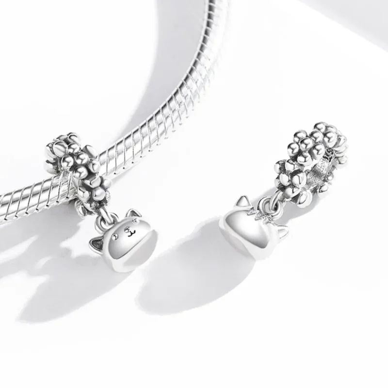 (image for) Pandora Style Silver Bangle Charm, Swing The Kitten - SCC1871 - View 3