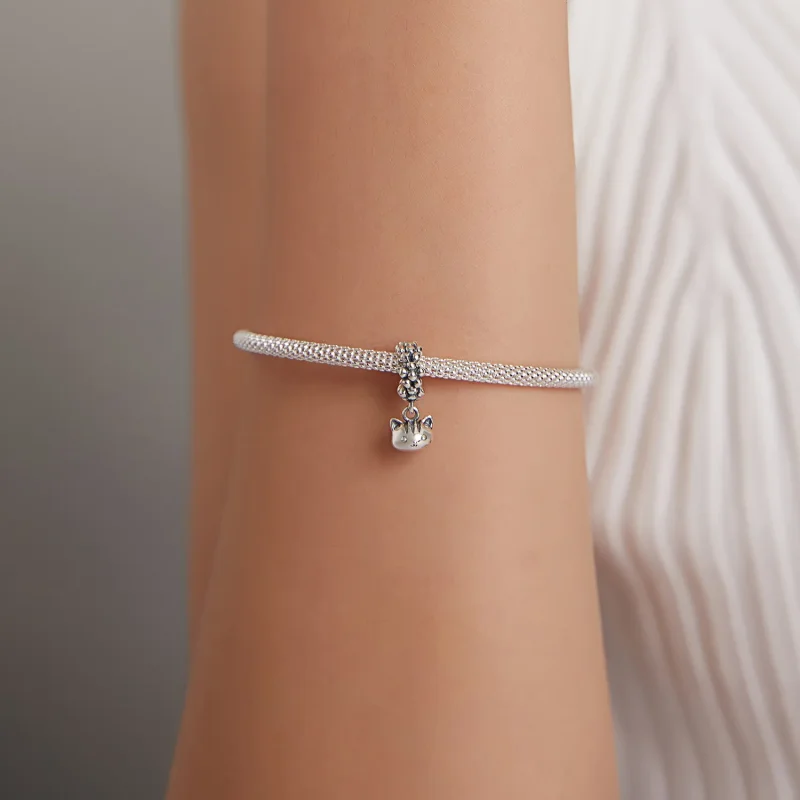 (image for) Pandora Style Silver Bangle Charm, Swing The Kitten - SCC1871 - View 5