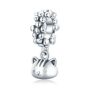 (image for) Pandora Style Silver Bangle Charm, Swing The Kitten - SCC1871