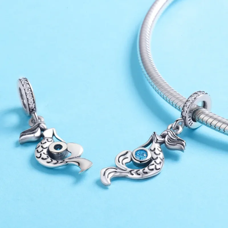 (image for) Pandora Style Silver Bangle Charm, The Thought of Mermaids - SCC824 - View 3