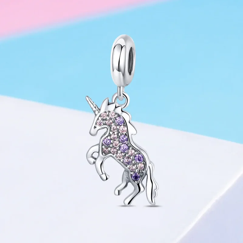 (image for) Pandora Style Silver Bangle Charm, Unicorn - SCC996 - View 2