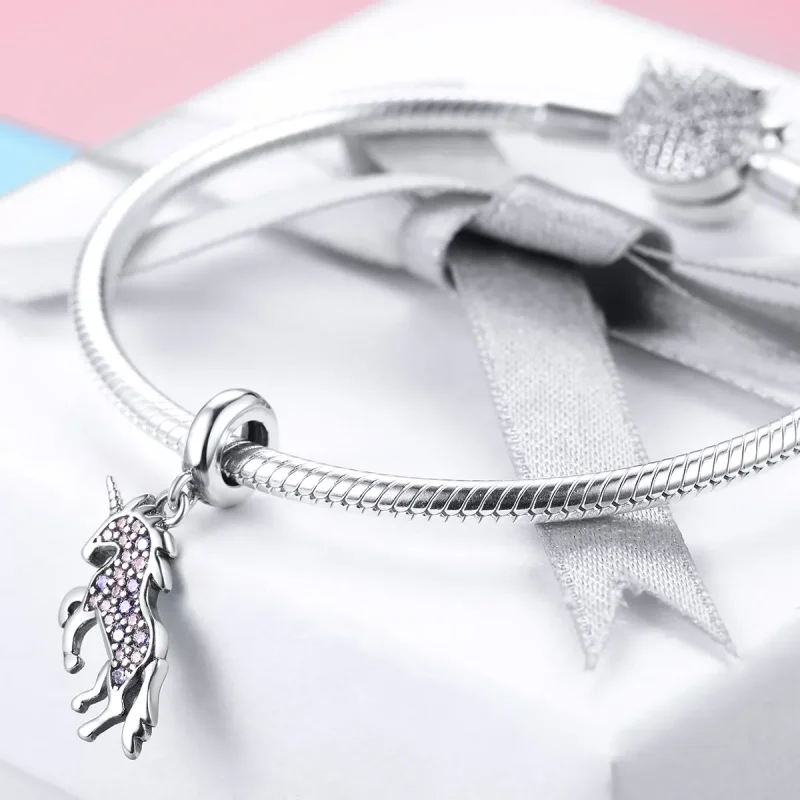 (image for) Pandora Style Silver Bangle Charm, Unicorn - SCC996 - View 4