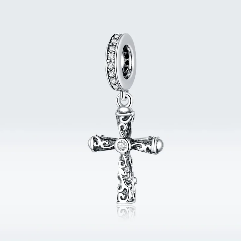 (image for) Pandora Style Silver Bangle Charm, Vintage Cross - BSC313 - View 5