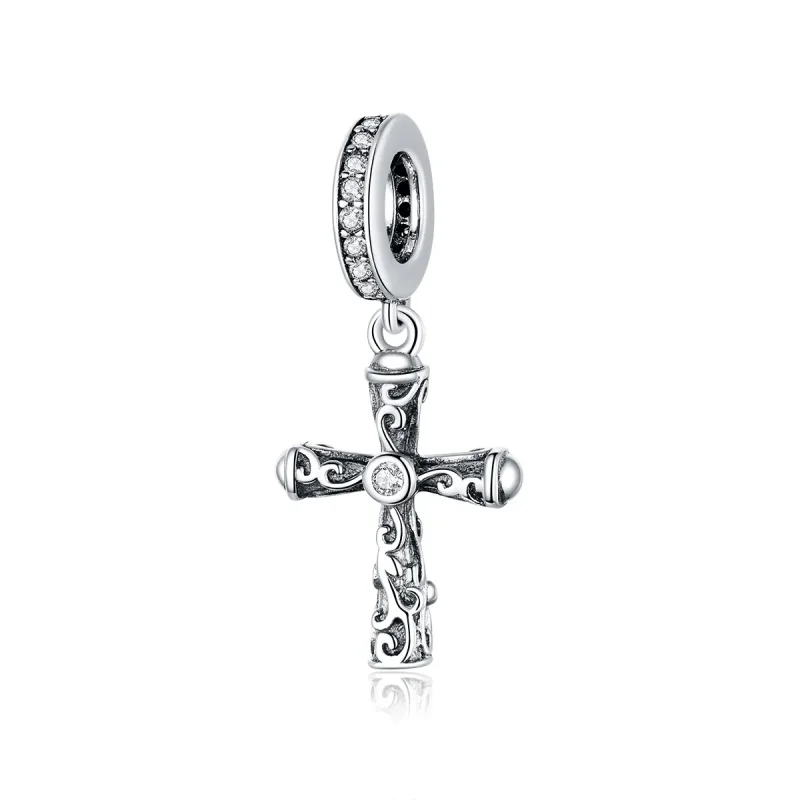 (image for) Pandora Style Silver Bangle Charm, Vintage Cross - BSC313 - Product Image