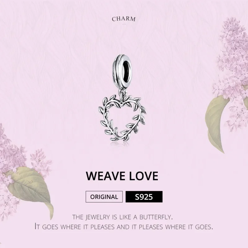 (image for) Pandora Style Silver Bangle Charm, Weave Love - SCC1520 - View 6