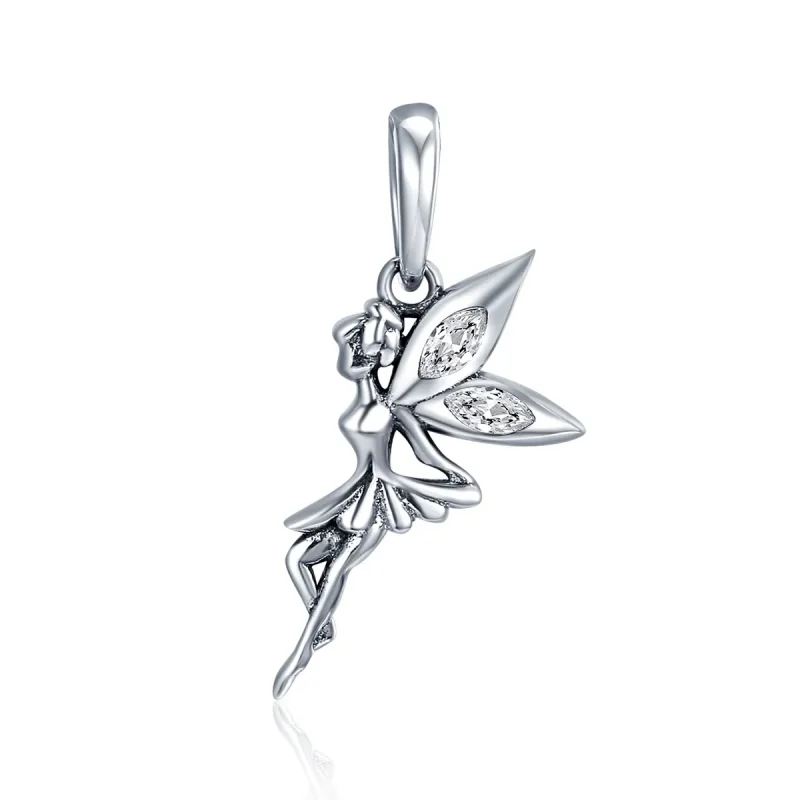 (image for) Pandora Style Silver Bangle Charm, White Flower Fairy - SCC359 - Product Image