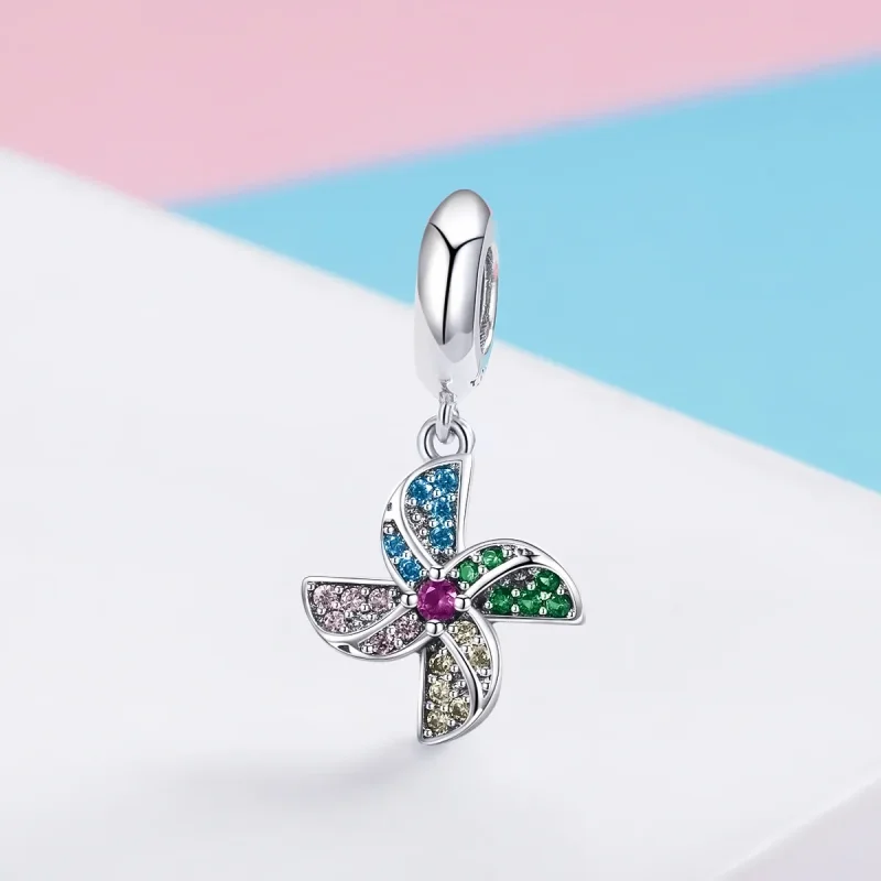 (image for) Pandora Style Silver Bangle Charm, Windmill - SCC971 - View 2