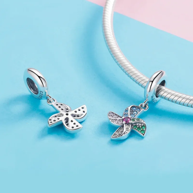 (image for) Pandora Style Silver Bangle Charm, Windmill - SCC971 - View 4