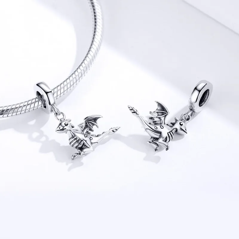 (image for) Pandora Style Silver Bangle Charm, You Are Magic Dragon - SCC1322 - View 4