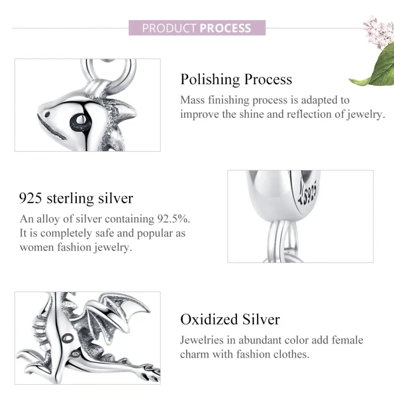 (image for) Pandora Style Silver Bangle Charm, You Are Magic Dragon - SCC1322 - View 8