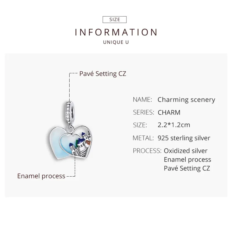 (image for) Pandora Style Silver Dangle Charm, Charming Scenery, Multicolor Enamel - SCC1742 - View 8