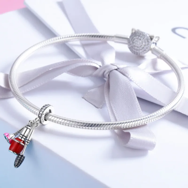 (image for) Pandora Style Silver Dangle Charm, Beautiful Artifacts Makeup, Multicolor Enamel - View 3