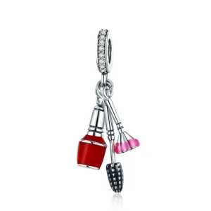 (image for) Pandora Style Silver Dangle Charm, Beautiful Artifacts Makeup, Multicolor Enamel - SCC785