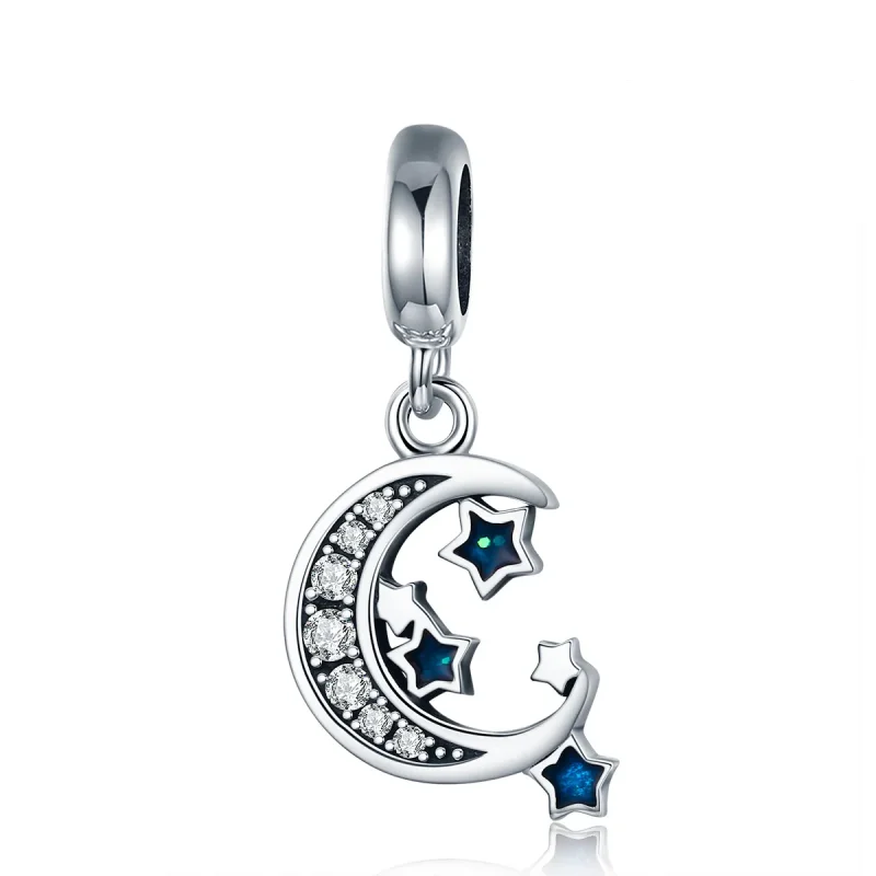 (image for) Pandora Style Silver Dangle Charm, Bright Stars, Blue Enamel - SCC639 - Product Image