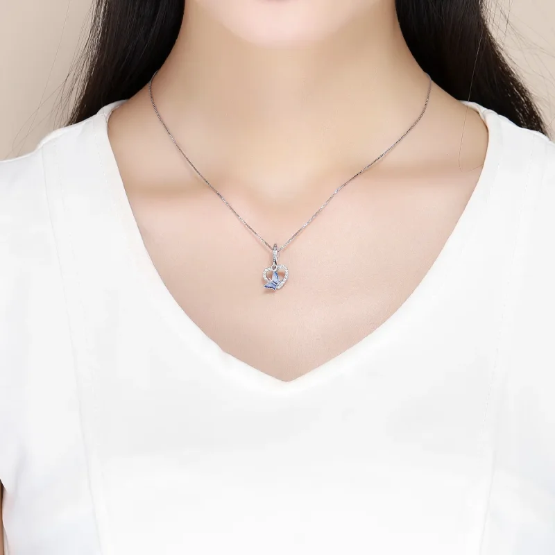 (image for) Pandora Style Silver Dangle Charm, Butterfly Dream, Blue Enamel - SCC818 - View 5