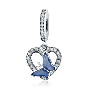 (image for) Pandora Style Silver Dangle Charm, Butterfly Dream, Blue Enamel - SCC818