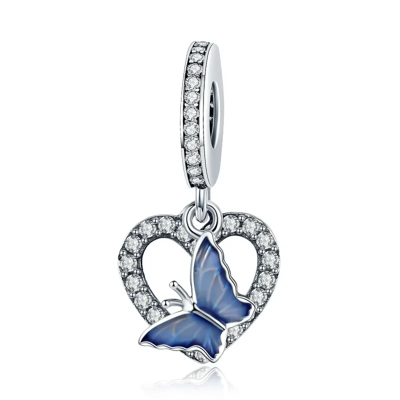(image for) Pandora Style Silver Dangle Charm, Butterfly Dream, Blue Enamel - SCC818 - Product Image