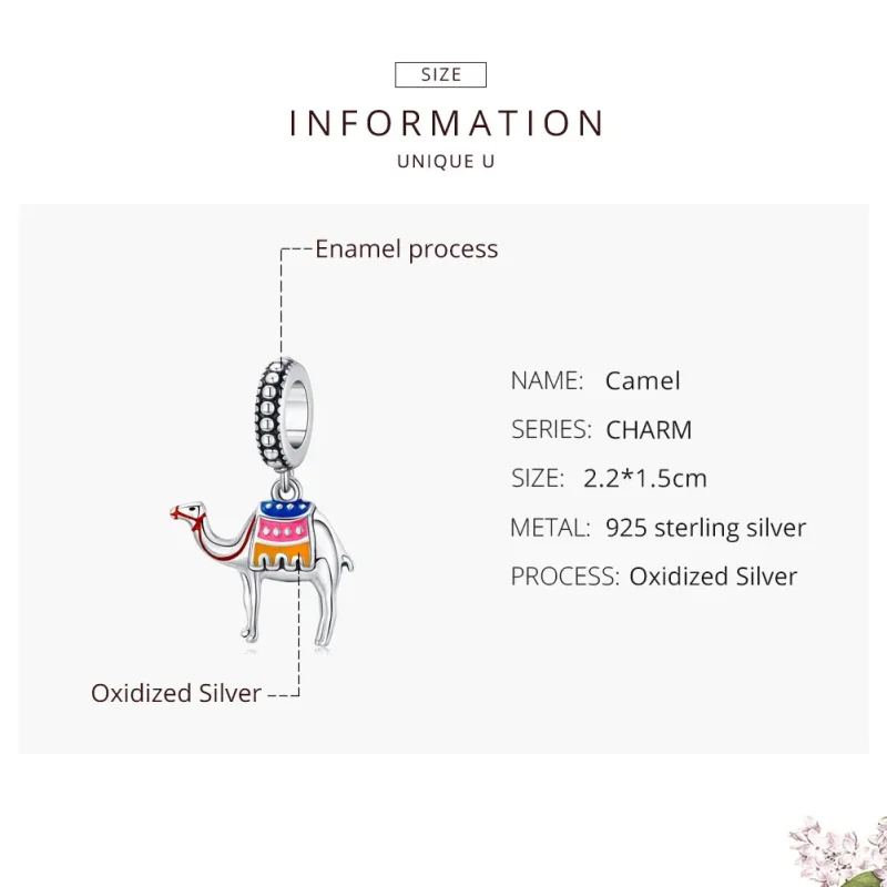 (image for) Pandora Style Silver Dangle Charm, Camel, Multicolor Enamel - SCC1376 - View 7