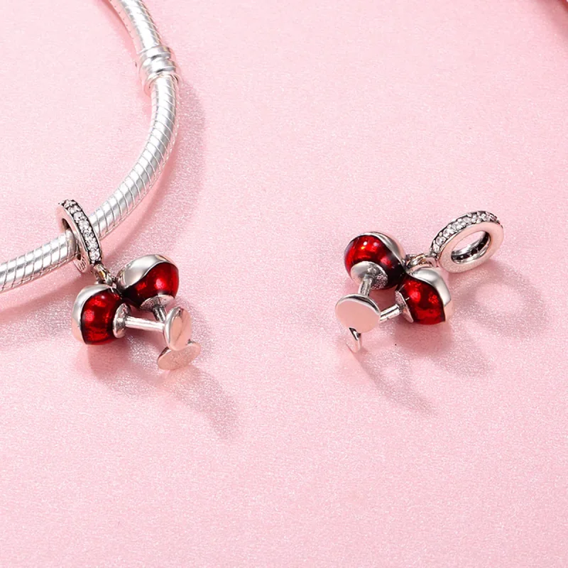 (image for) Pandora Style Silver Dangle Charm, Cheers, Red Enamel - SCC478 - View 5