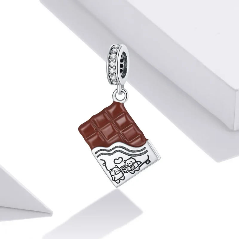 (image for) Pandora Style Silver Dangle Charm, Chocolate Love, Brown Enamel - SCC1782 - View 2