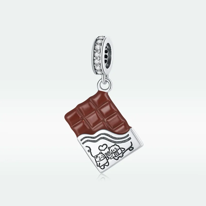 (image for) Pandora Style Silver Dangle Charm, Chocolate Love, Brown Enamel - SCC1782 - View 5