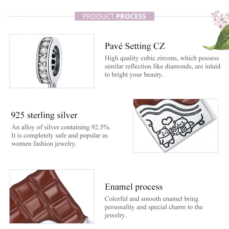 (image for) Pandora Style Silver Dangle Charm, Chocolate Love, Brown Enamel - SCC1782 - View 8