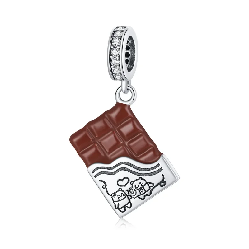 (image for) Pandora Style Silver Dangle Charm, Chocolate Love, Brown Enamel - SCC1782 - Product Image