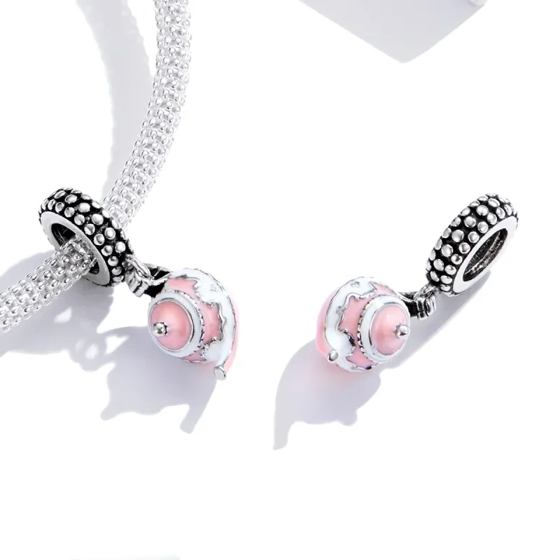 (image for) Pandora Style Silver Dangle Charm, Classic Teapot, Pink Enamel - SCC1492 - View 4
