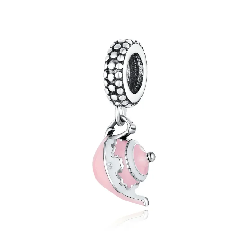 (image for) Pandora Style Silver Dangle Charm, Classic Teapot, Pink Enamel - SCC1492 - Product Image