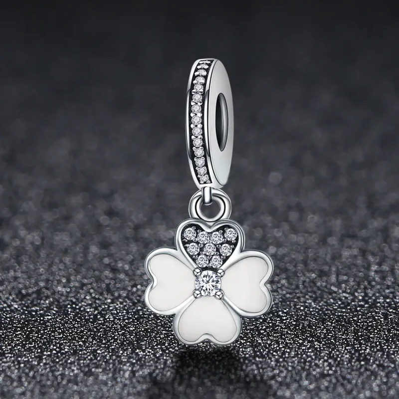 (image for) Pandora Style Silver Dangle Charm, Clover, Enamel - SCC259 - View 2