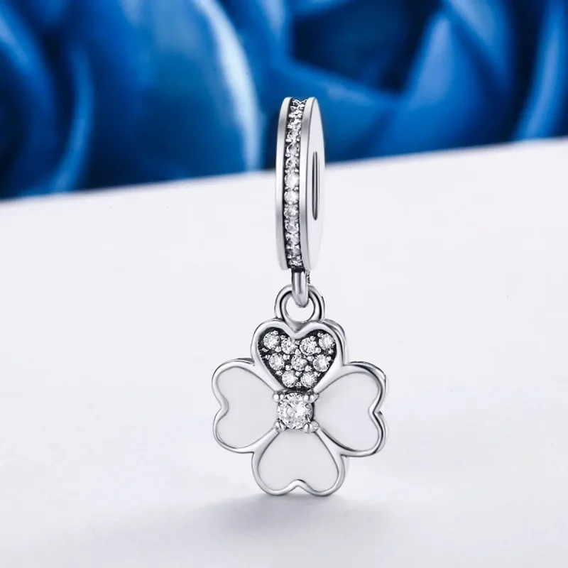 (image for) Pandora Style Silver Dangle Charm, Clover, Enamel - SCC259 - View 3