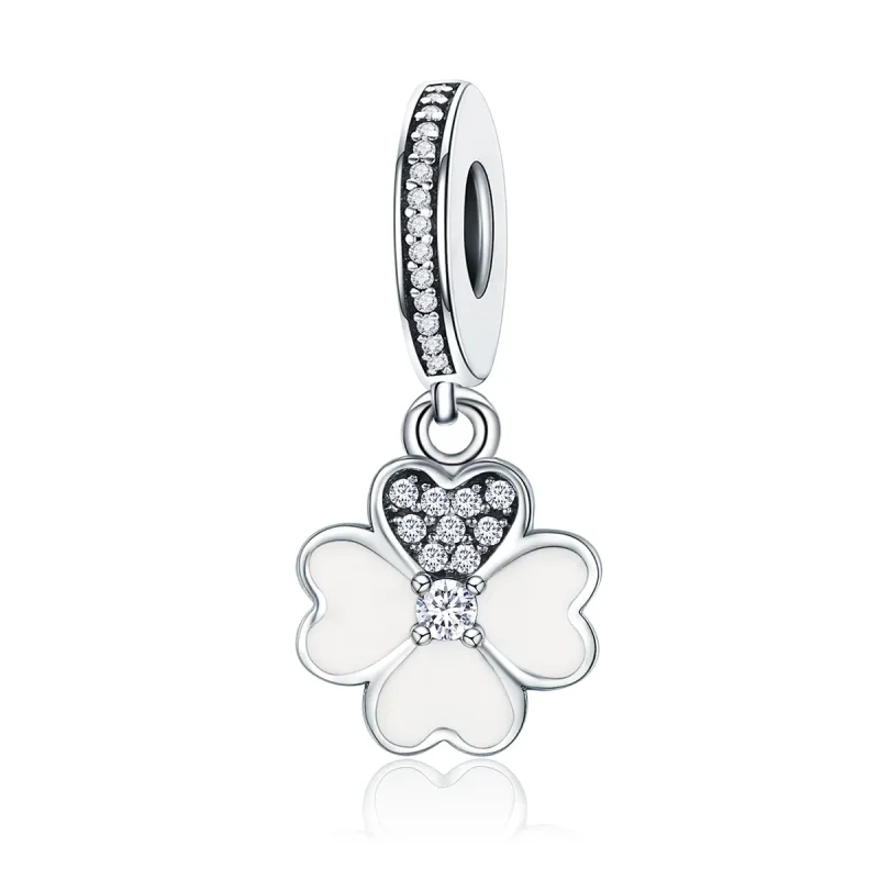 (image for) Pandora Style Silver Dangle Charm, Clover, Enamel - SCC259 - Product Image