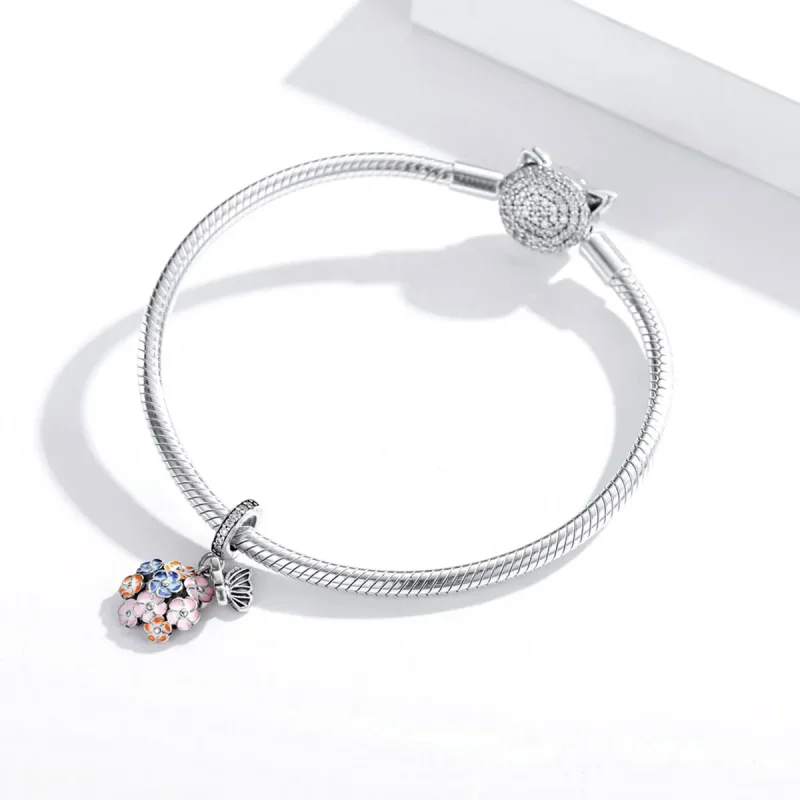 (image for) Pandora Style Silver Dangle Charm, Colorful Garden, Multicolor Enamel - SCC1702 - View 3