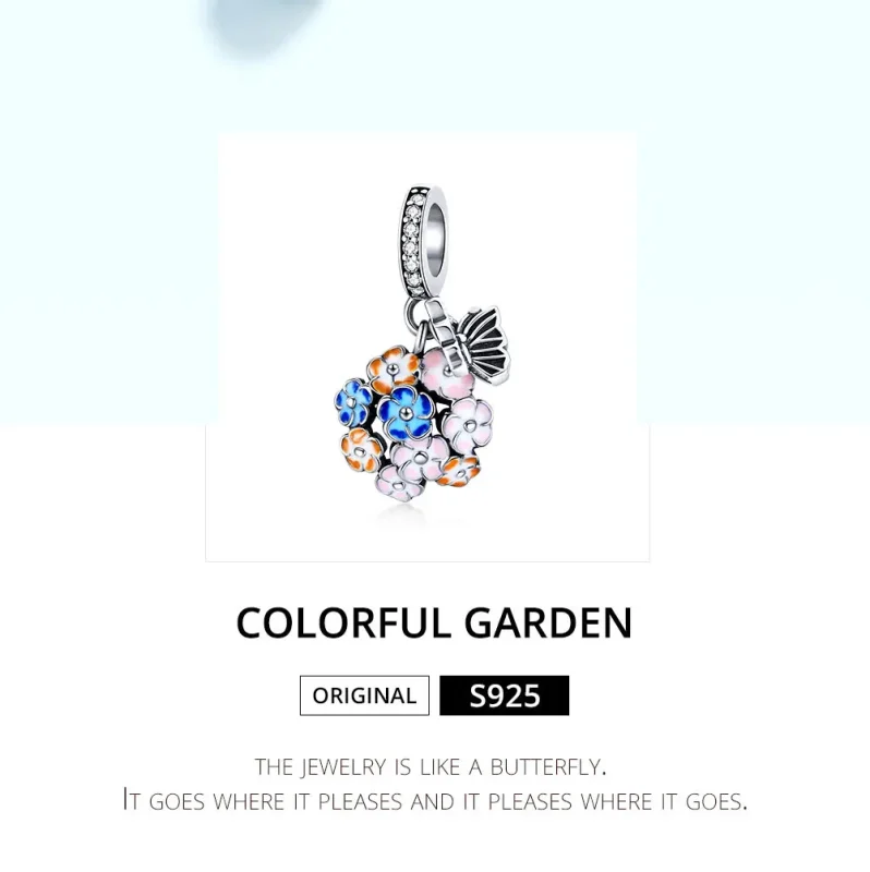 (image for) Pandora Style Silver Dangle Charm, Colorful Garden, Multicolor Enamel - SCC1702 - View 6