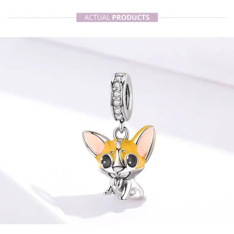 (image for) Pandora Style Silver Dangle Charm, Corgi, Orange Enamel - BSC078 - View 7