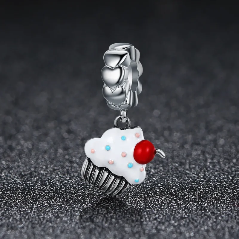 (image for) Pandora Style Silver Dangle Charm, Cupcakes, Multicolor Enamel - SCC350 - View 2