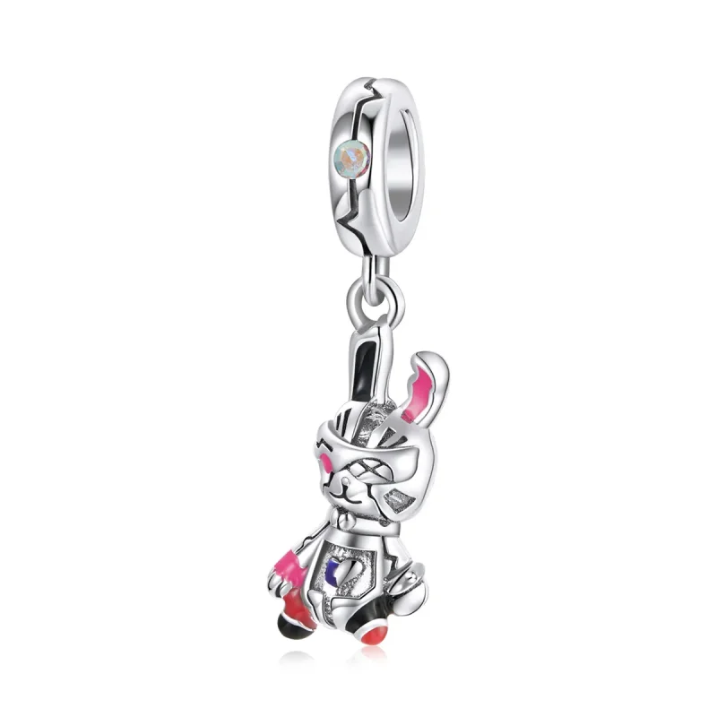 (image for) Pandora Style Silver Dangle Charm, Cyberpunk - Mechanical Rabbit, Multicolor Enamel - SCC1841 - Product Image