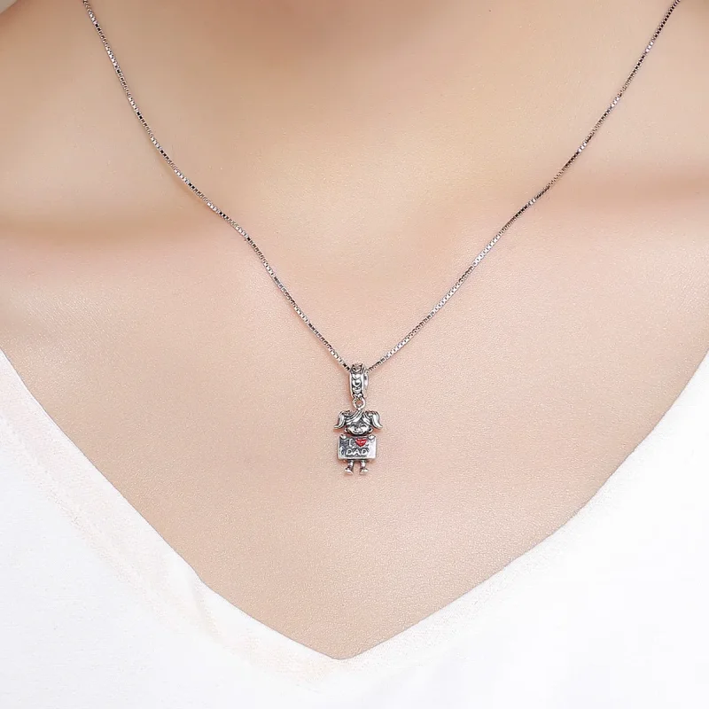 (image for) Pandora Style Silver Dangle Charm, Daddy's Girl, Red Enamel - SCC690 - View 3