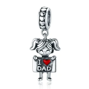 (image for) Pandora Style Silver Dangle Charm, Daddy's Girl, Red Enamel - SCC690