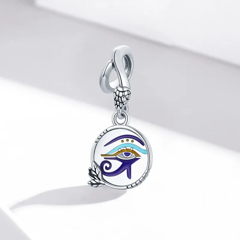 (image for) Pandora Style Silver Dangle Charm, Egypt - Twin Eyes, Multicolor Enamel - SCC185 - View 2