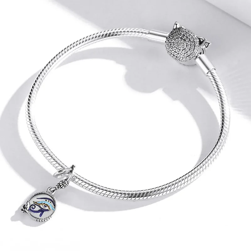 (image for) Pandora Style Silver Dangle Charm, Egypt - Twin Eyes, Multicolor Enamel - SCC185 - View 3